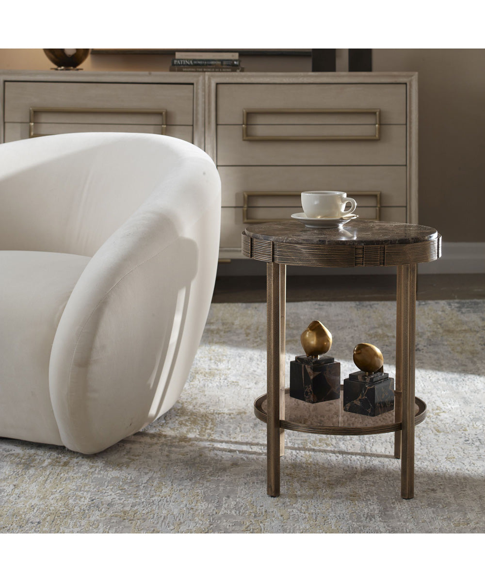 Cusano Round Dark Marble Accent Table