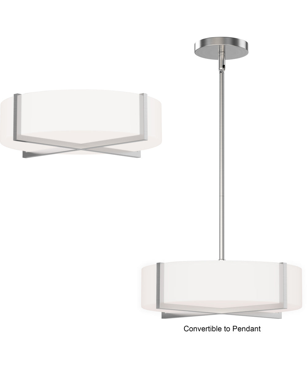 Dexter 15 inch LED Flush Mount/ Pendant Convertibie Satin Nickel