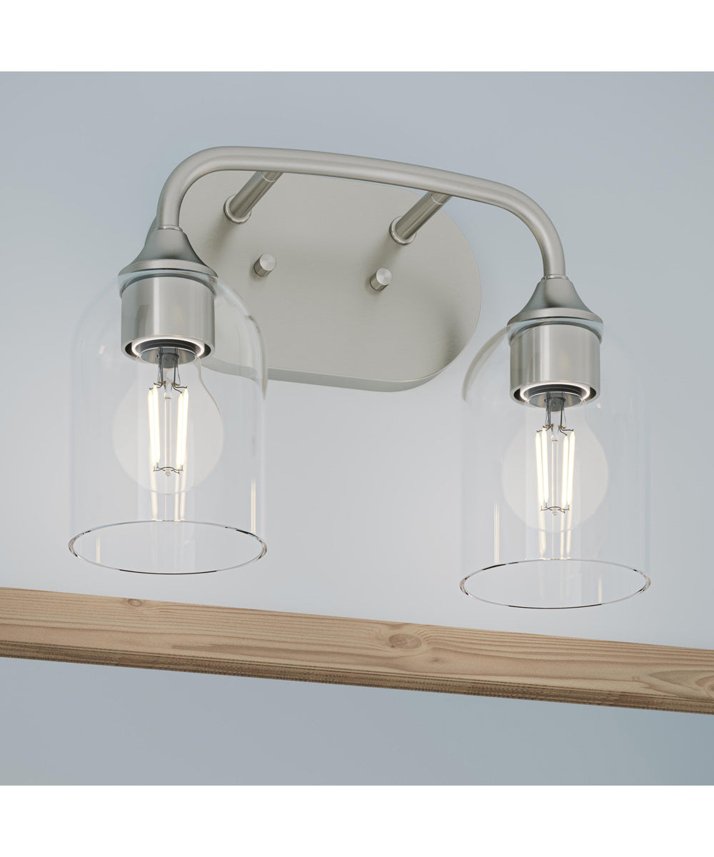 Ilia 2-Light Bath Vanity with Clear Glass Shade Brushed Nickel