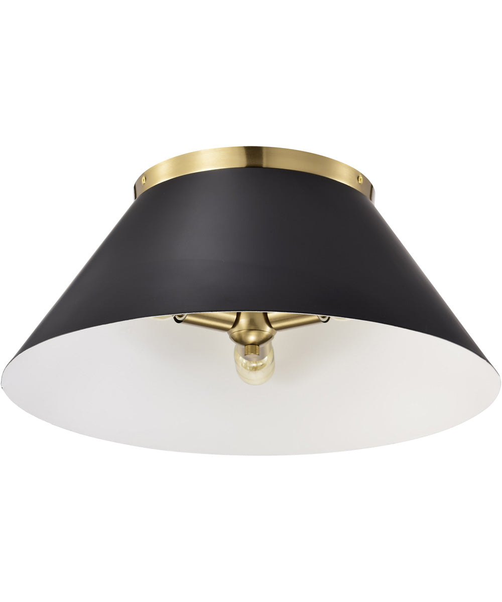 Dover 3-Light Close-to-Ceiling Black / Vintage Brass