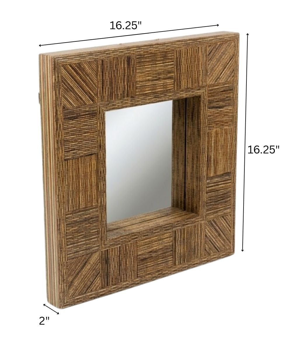 UMA Brown Wicker Frame - 16.25" Wall Mirror