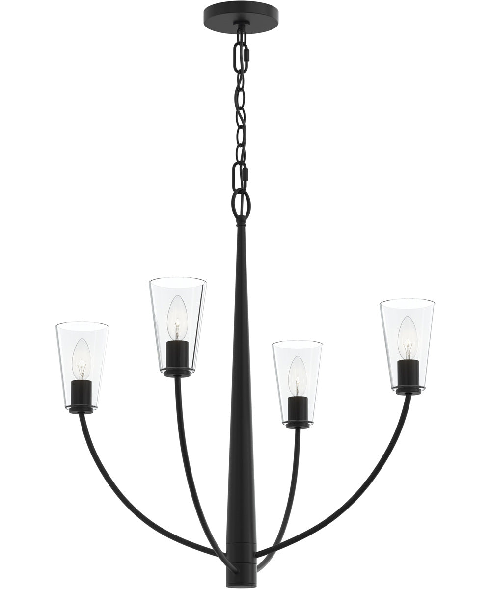 Jheni 4-Light Chandelier with Clear Glass Shades Matte Black