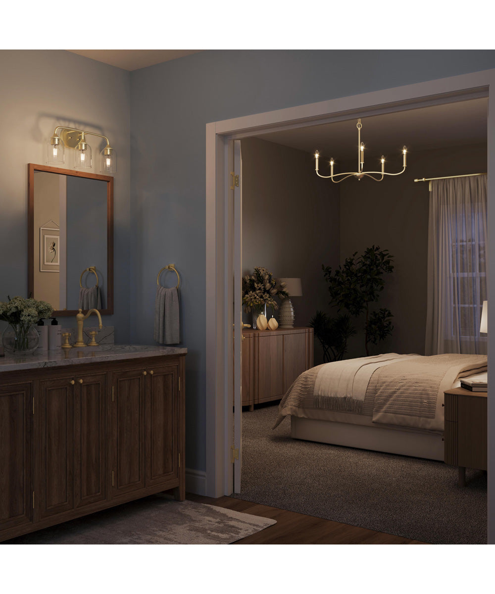 Ilia 3-Light Bath Vanity with Clear Glass Shade Brushed Gold