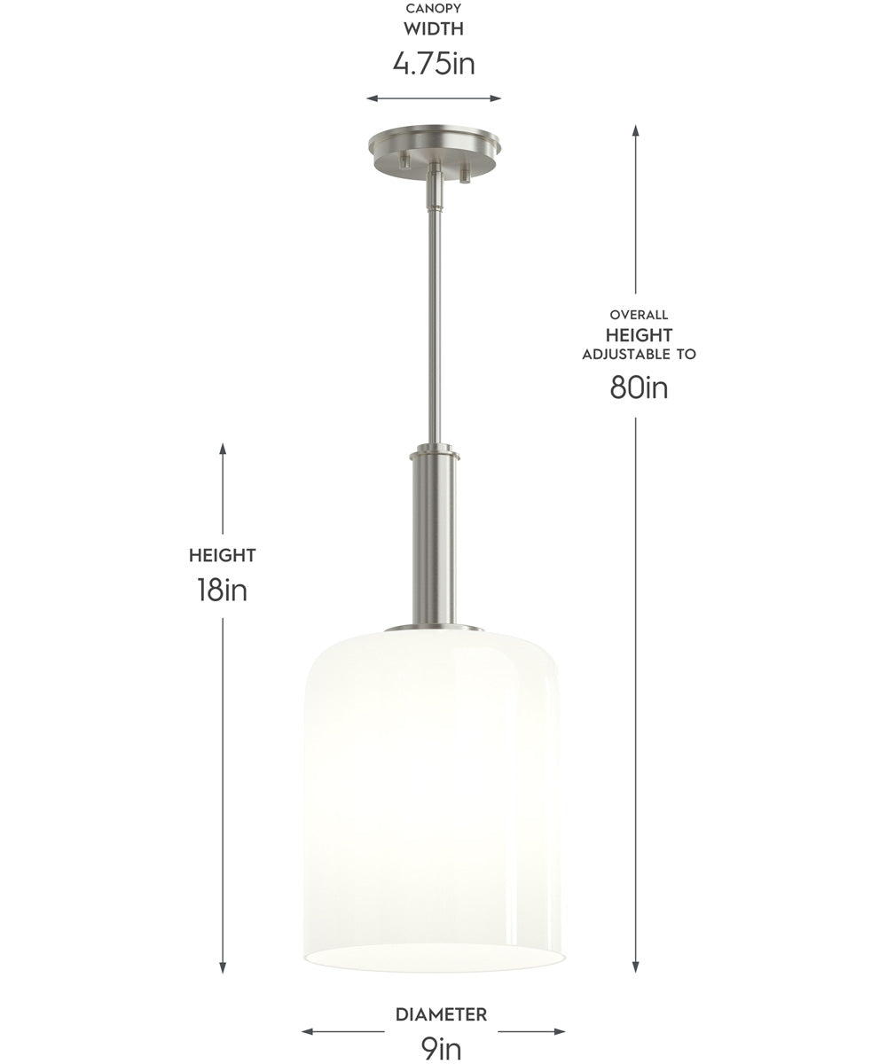 Reines 1-Light Pendant with Opal Glass Shade Brushed Nickel