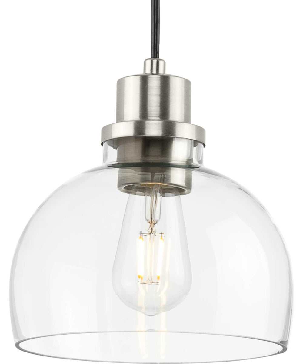 Garris 1-Light Clear Glass Transitional Mini-Pendant Brushed Nickel