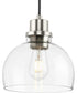 Garris 1-Light Clear Glass Transitional Mini-Pendant Brushed Nickel