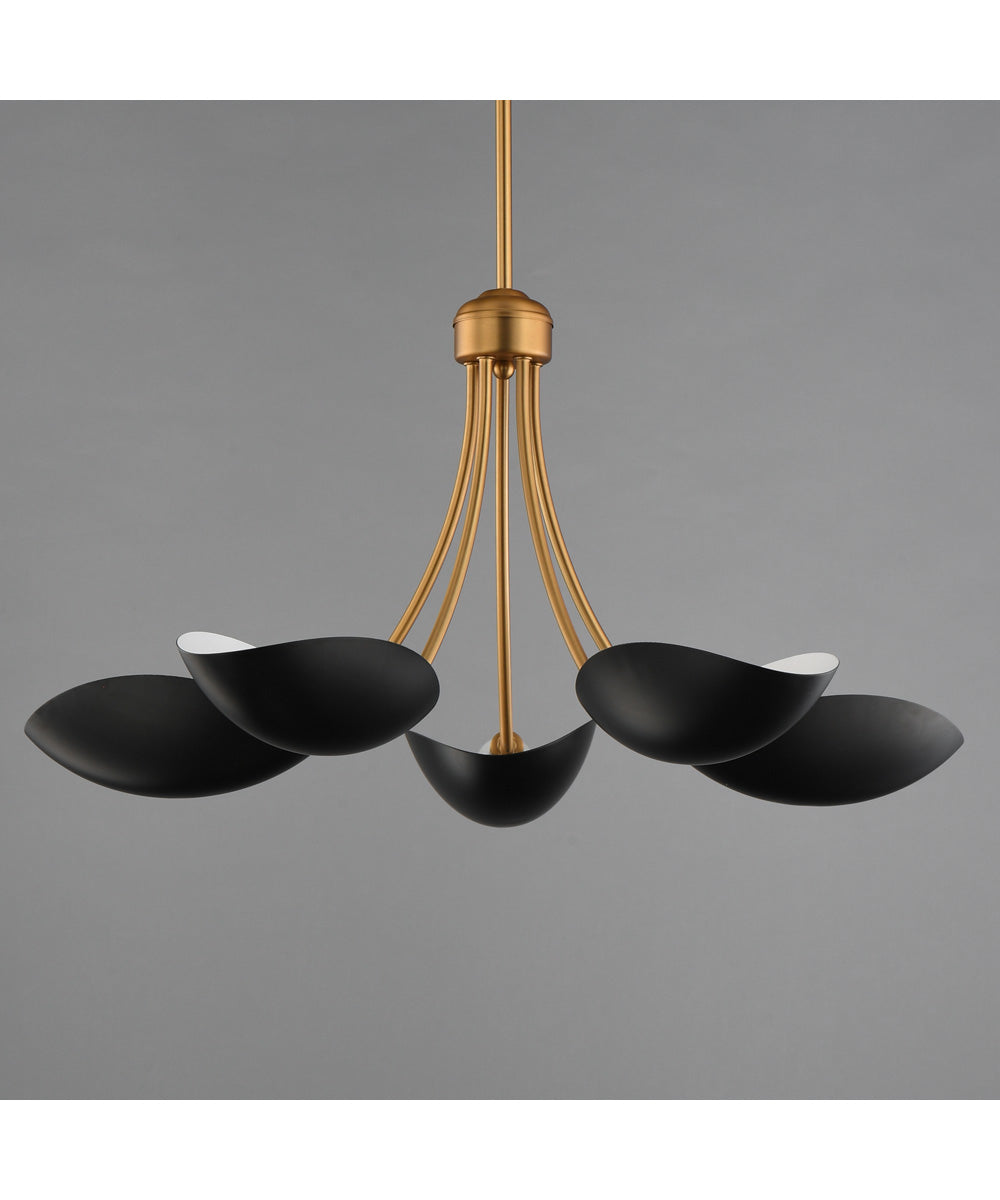 Maris 5-Light Chandelier Black / Natural Aged Brass