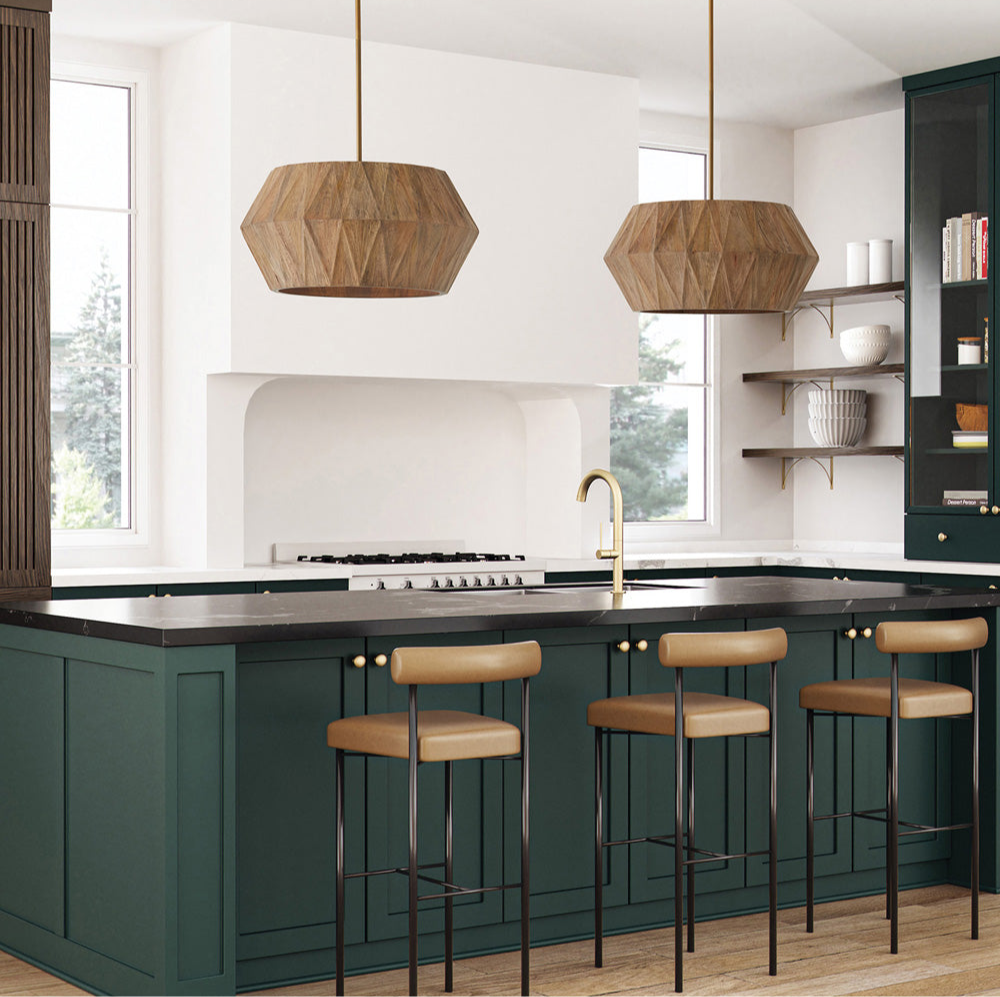 Nadeau 4-Light Pendant Light Wood and Patinaed Brass