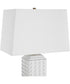 Square Ceramic Table Lamp with Diamond Knobs and White Linen