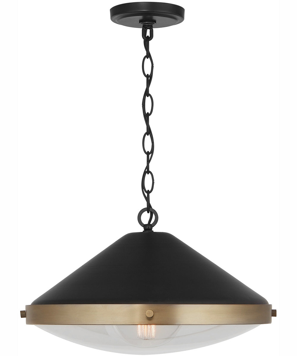 Polaris 1-Light Pendant Aged Brass and Black