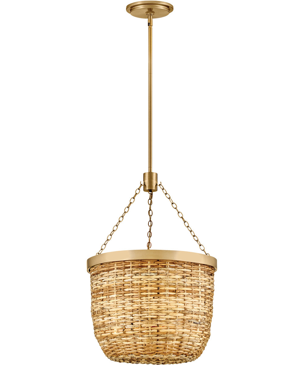 Sanibel 3-Light Large Convertible Pendant in Lacquered Brass