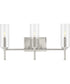 Elara 3-Light Clear Glass New Traditional Bath Vanity Light Brushed Nickel
