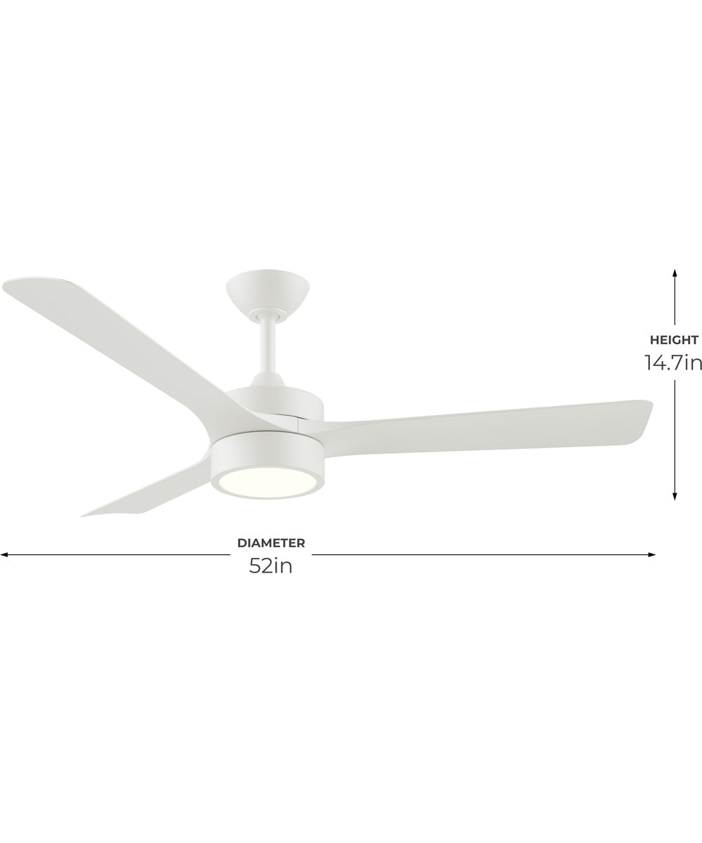 Axion II 52 in. 3-Blade Modern LED Ceiling Fan Matte White