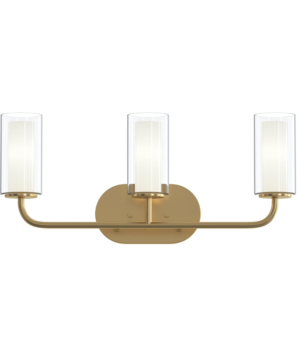 Mack 3-Light Vanity Light with Layered Glass Shades Brushed Gold