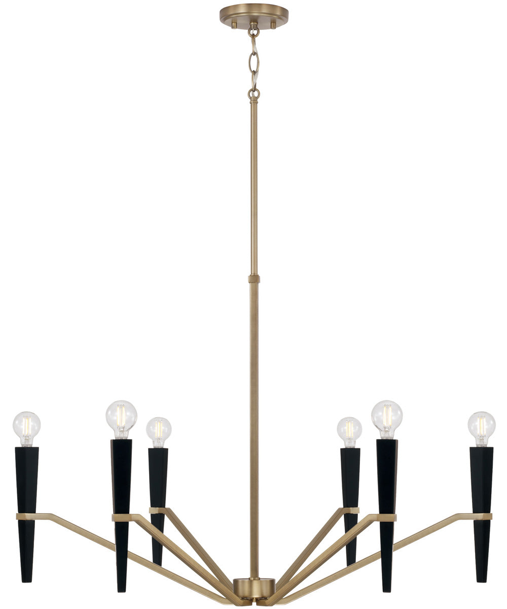 Enzo 6-Light Chandelier Aged Brass and Black