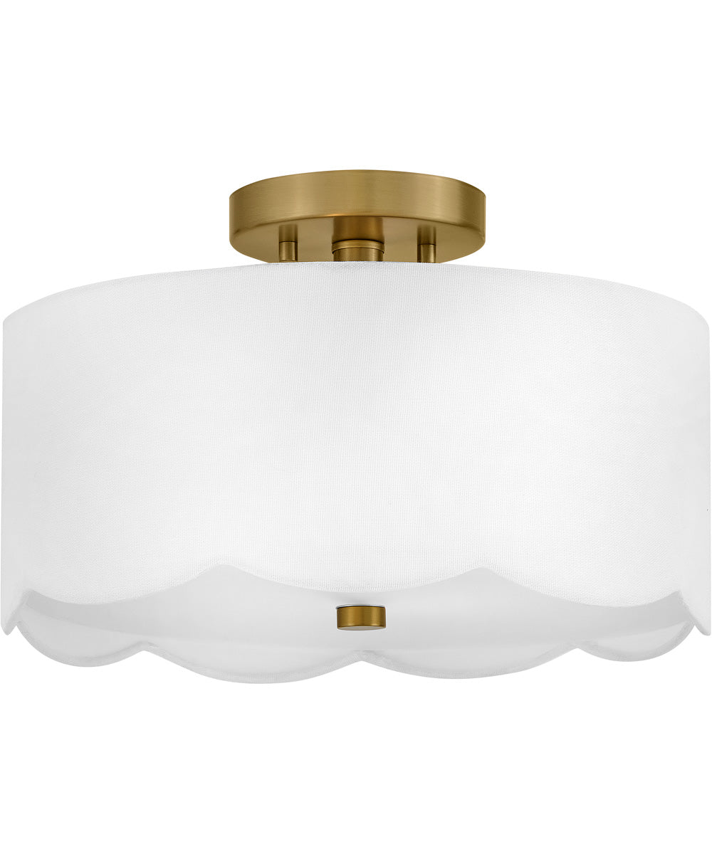 Bliss 2-Light Medium Semi-Flush Mount in Lacquered Brass