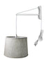 14"W MAST Plug-In Wall Mount Pendant 1 Light White Cord/Arm Textured Oatmeal Shade