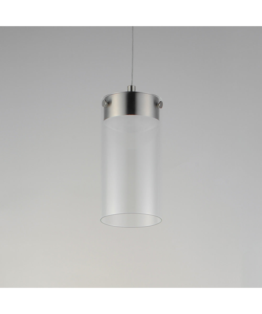 Highball Clear LED Mini Pendant Satin Nickel