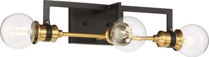 17"W Intention 3-Light Vanity & Wall Warm Brass / Black