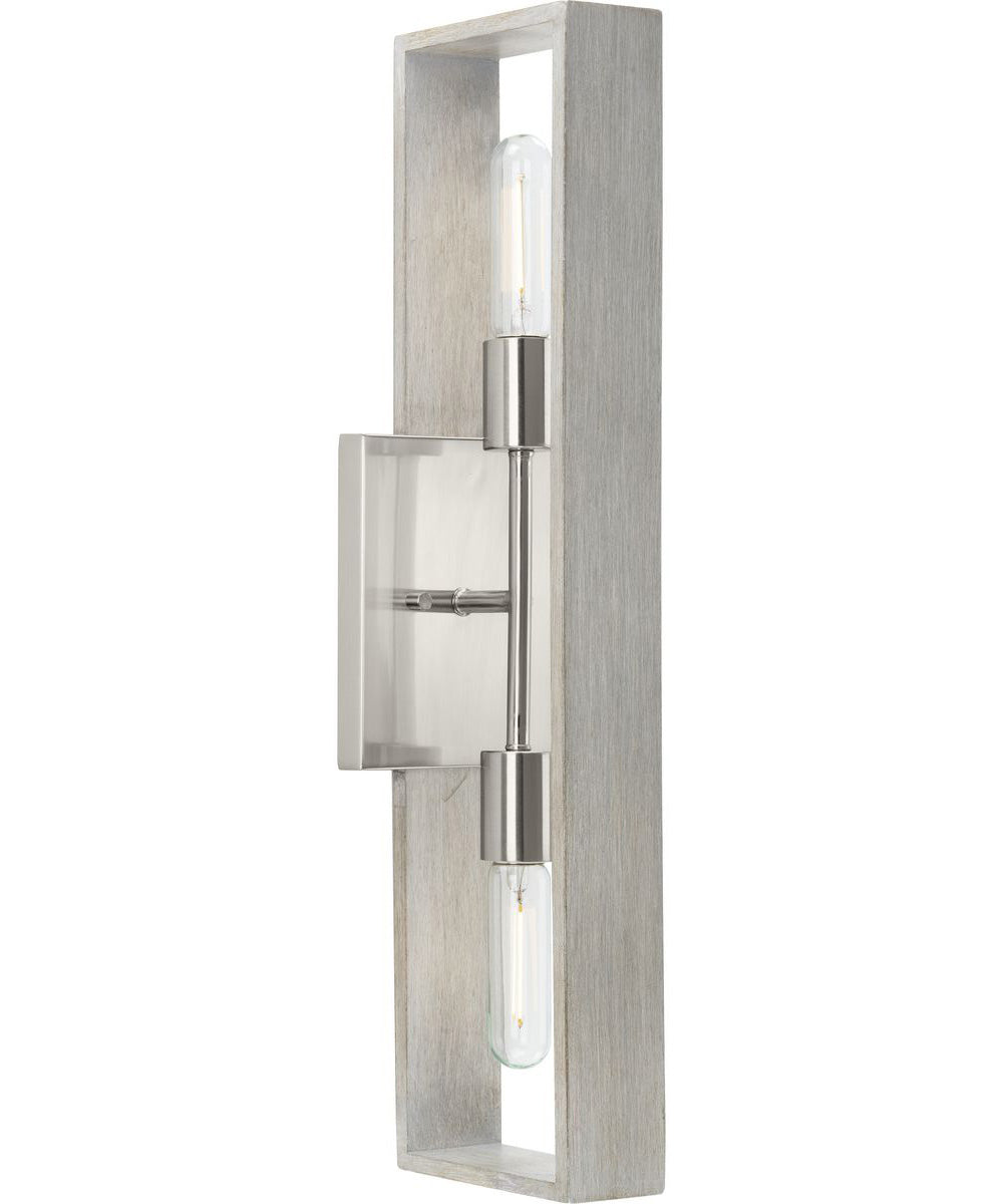 Boundary 2-Light Wall Bracket Brushed Nickel