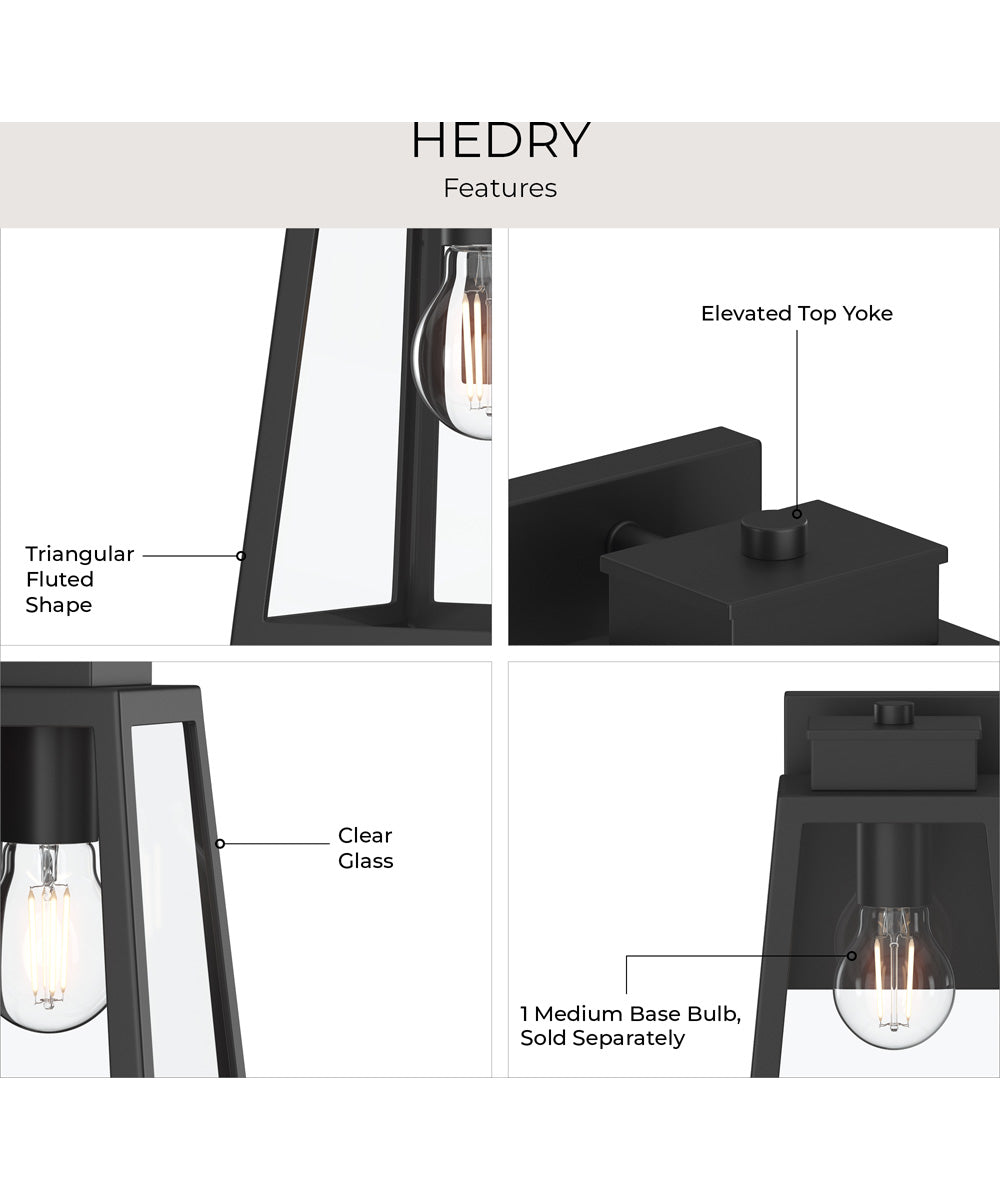 Hedry Small Outdoor Wall Lantern with Clear Glass Panels Matte Black