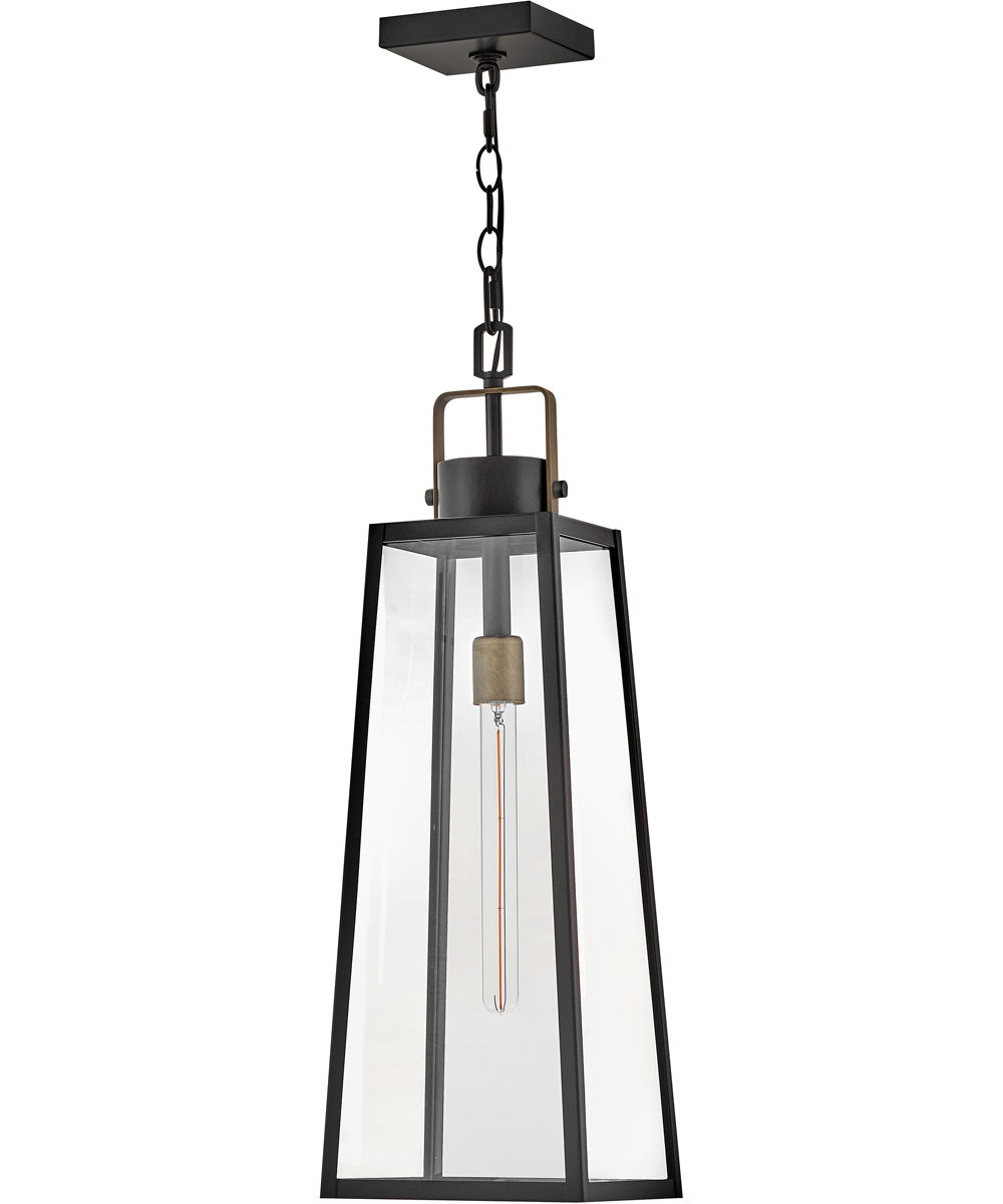 Hugh 1-Light Large Hanging Lantern in Black