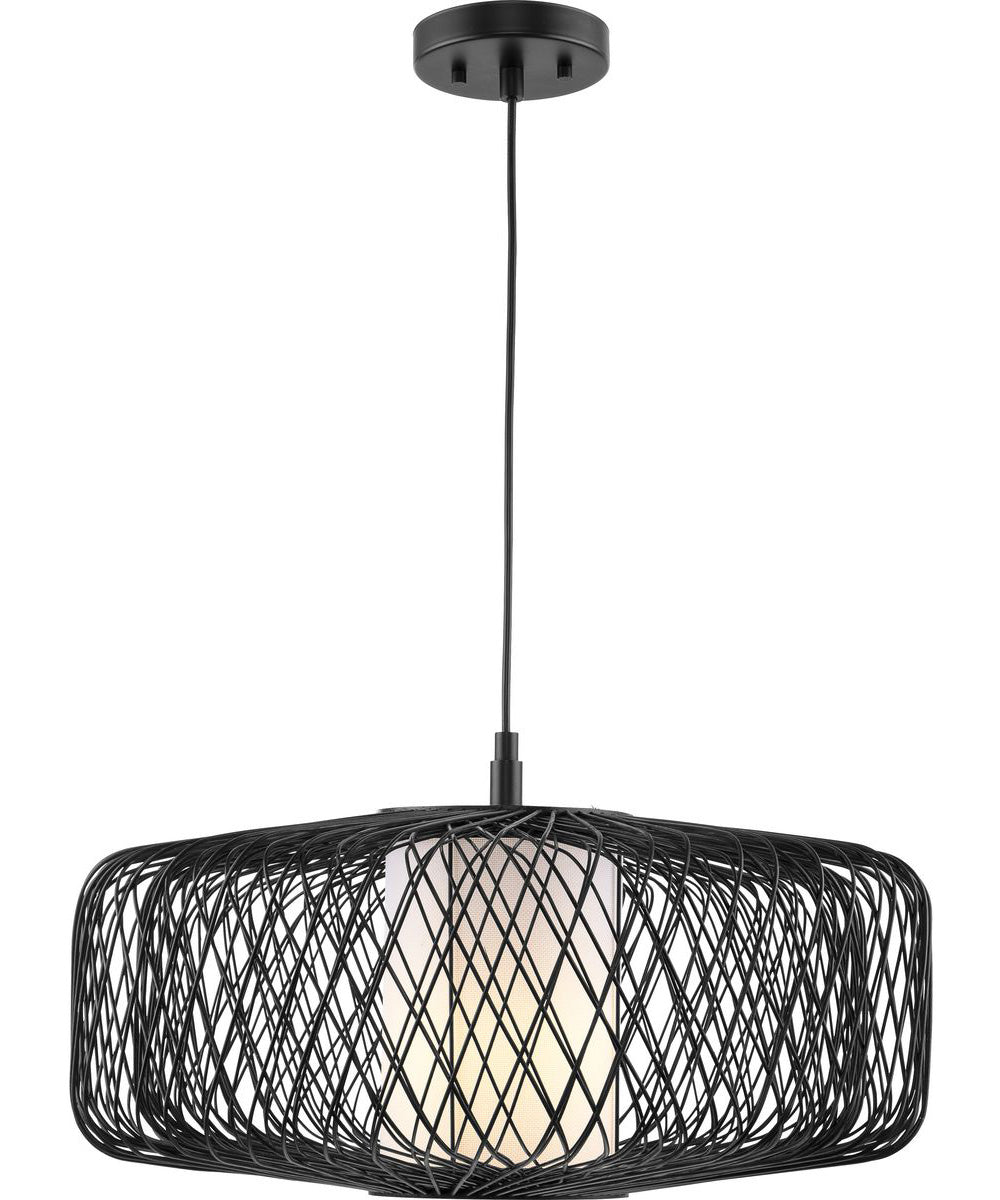 Cordova 1-Light Large Pendant Black Rattan