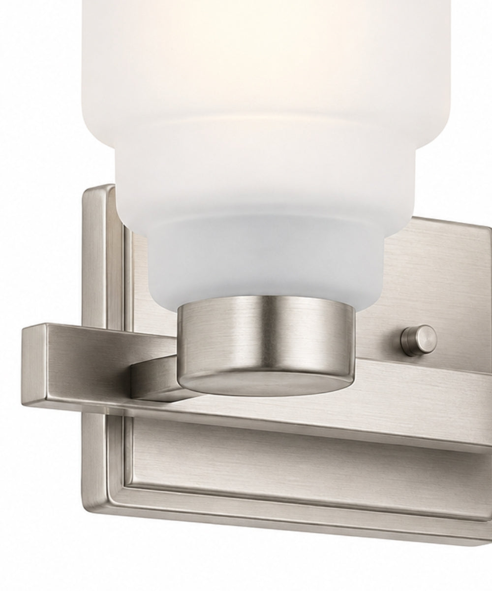 15"w Vionnet 2-Light Bath Light Brushed Nickel Finish with Satin Etched Glass Shade