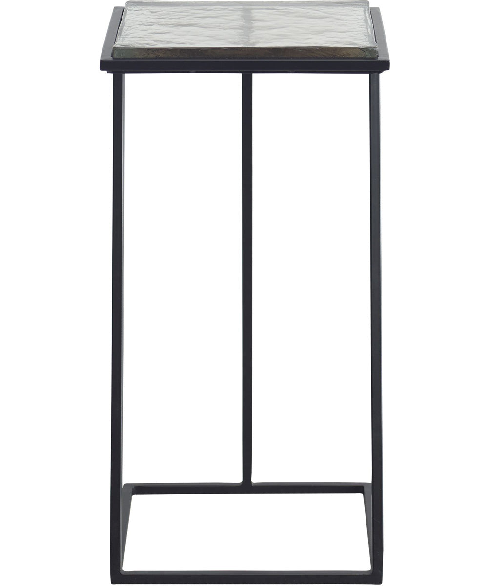 Accent Table in Black with Thick Glass Top