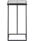 Accent Table in Black with Thick Glass Top