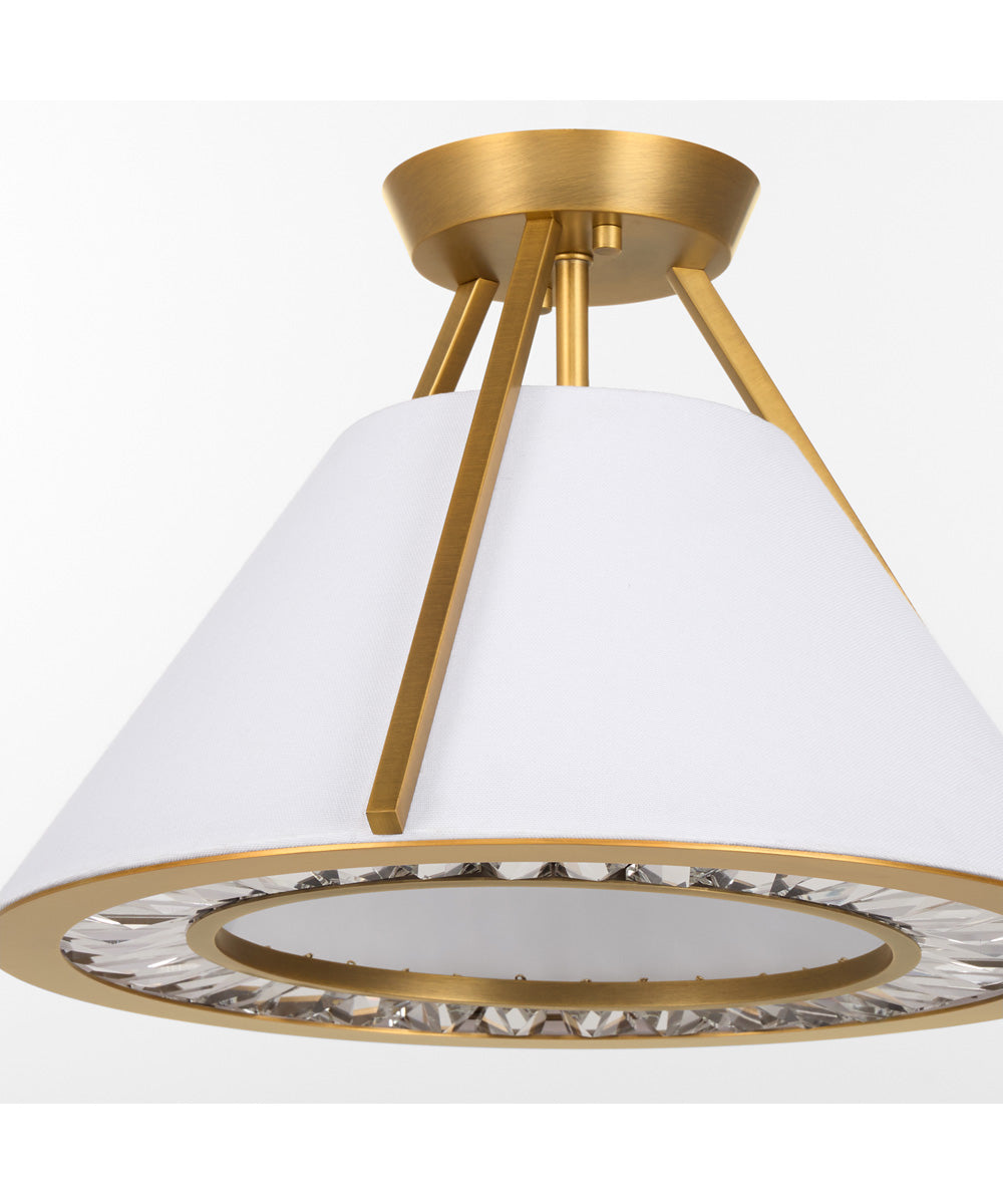 Gorham 3-light Ceiling Flush Mount Brushed Brass|Clear|White