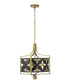 Mariposa 3-light Pendant Matte Black w/Aged Brass