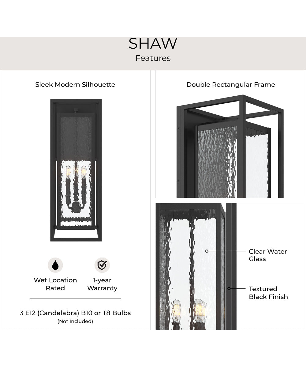 Shaw 25 inch 1 Light Outdoor Wall Light with Clear Glass Textured Black