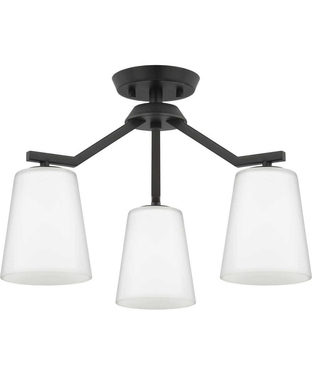 Vertex 3-Light Etched White Convertible Chandelier Matte Black