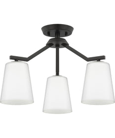 Vertex 3-Light Etched White Convertible Chandelier Matte Black