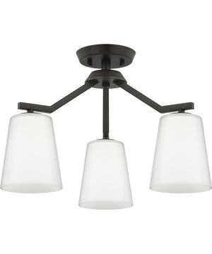 Vertex 3-Light Etched White Convertible Chandelier Matte Black