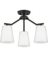 Vertex 3-Light Etched White Convertible Chandelier Matte Black