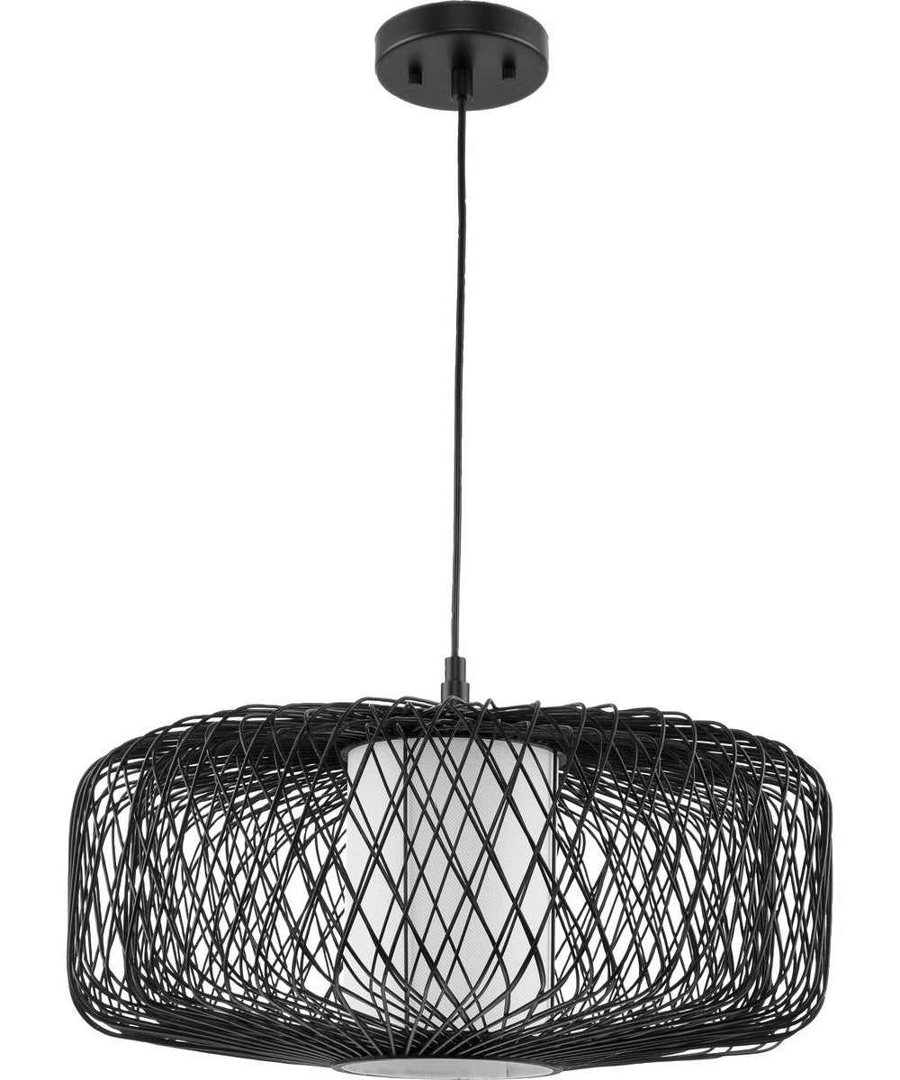 Cordova 1-Light Large Pendant Black Rattan