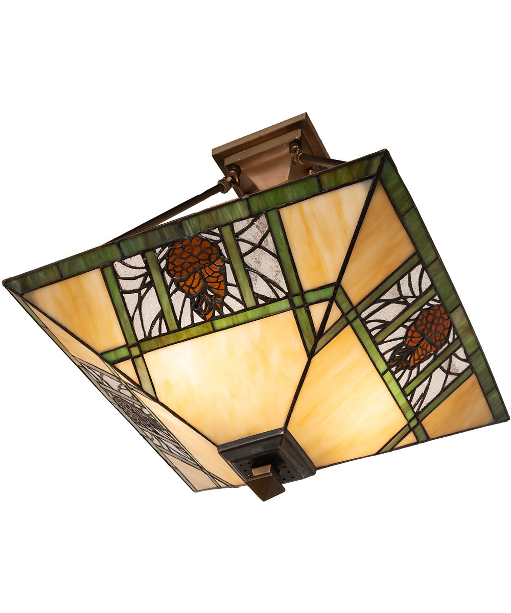 17" Square Pinecone Ridge Semi-Flush Mount