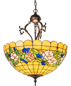 20" Wide Tiffany Pansy Inverted Pendant
