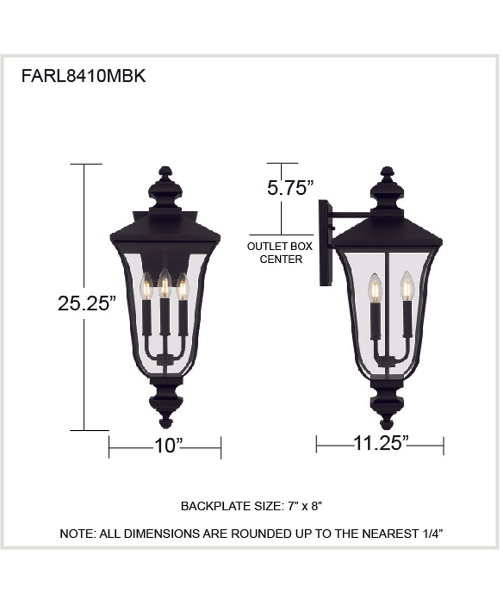 Farley 3-light Outdoor Wall Light Matte Black