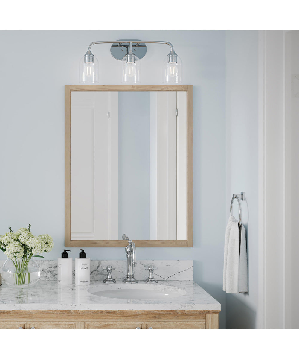Ilia 3-Light Bath Vanity with Clear Glass Shade Polished Chrome