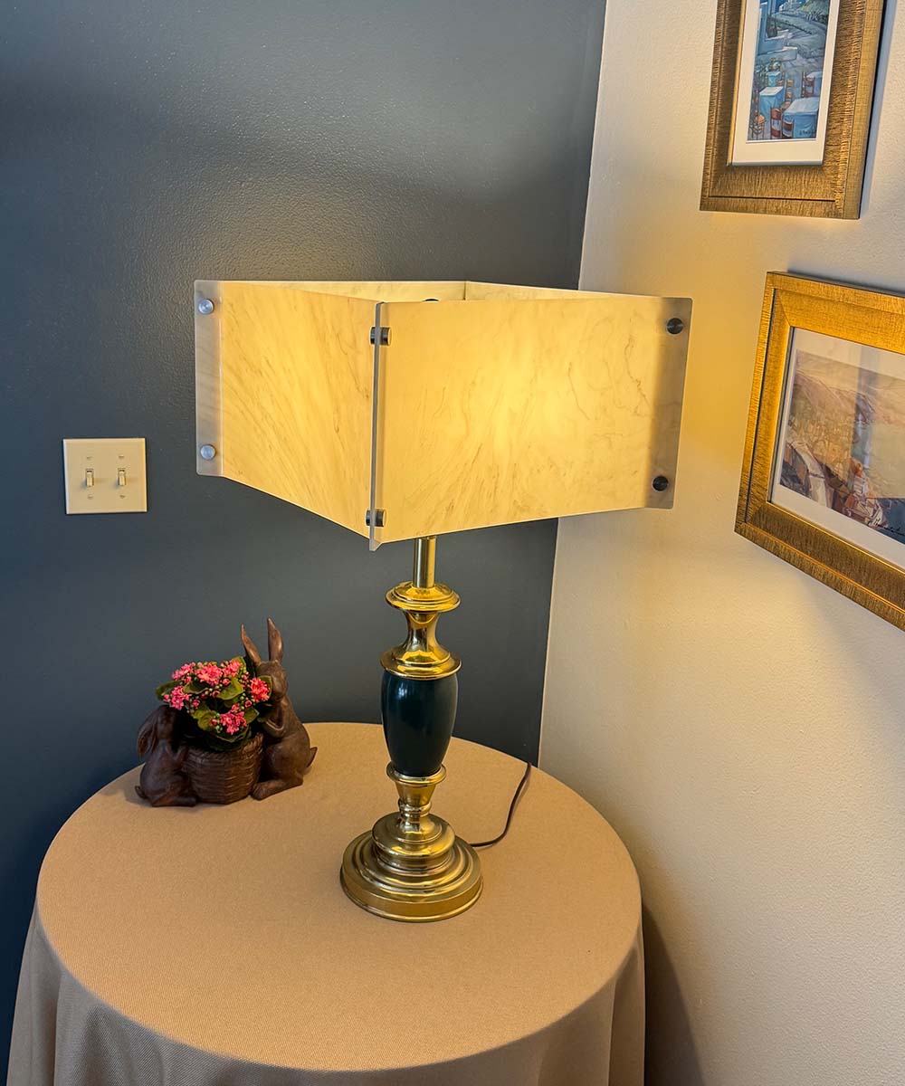 Pop Steady 15x15x9 Faux Marbled Alabaster Shallow Drum Square Lampshade