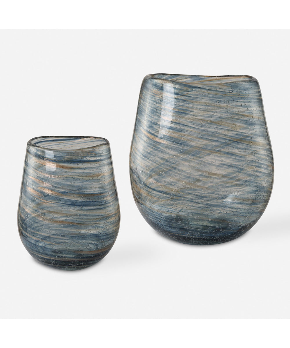 Aurora Swirl Glass Vases, Set of 2