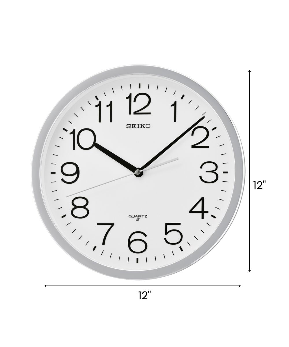 Silver-Toned Framed Numbered Wall Clock