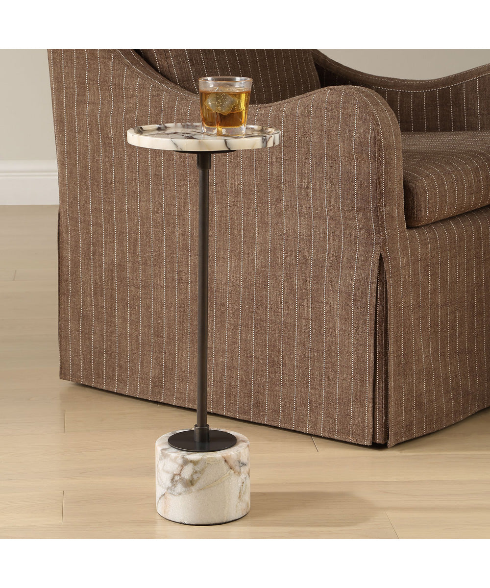 Brunson White Marble Drink Table