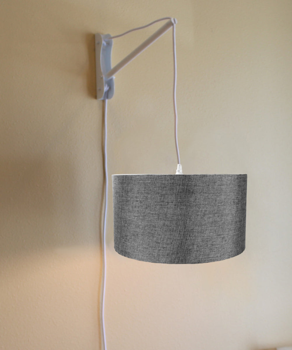 18"W MAST Plug-In Wall Mount Pendant 1 Light White Cord/Arm Granite Gray Shade