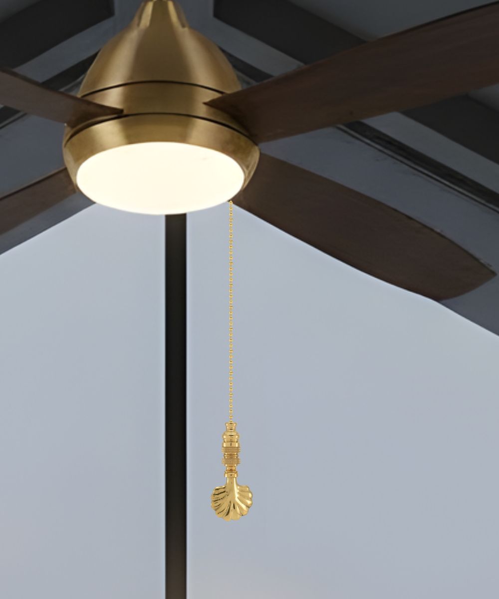 Polished Brass Mini SeaShell Ceiling Fan Pull 2.25"h