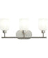 Reines 3-Light Bath Vanity with Opal Glass Shades Brushed Nickel