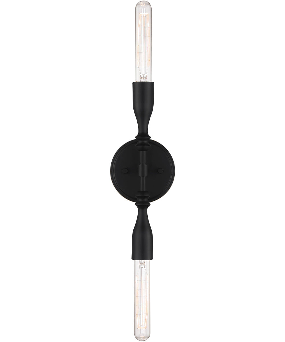 Louise 2 Light Wall Sconce Matte Black